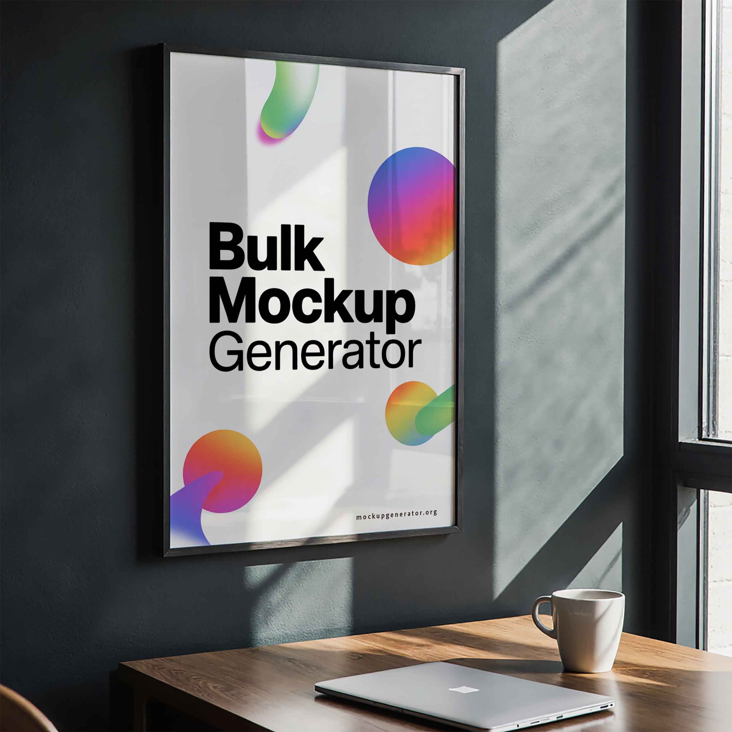 Classic office poster frame poster mockup preview showing an office interior