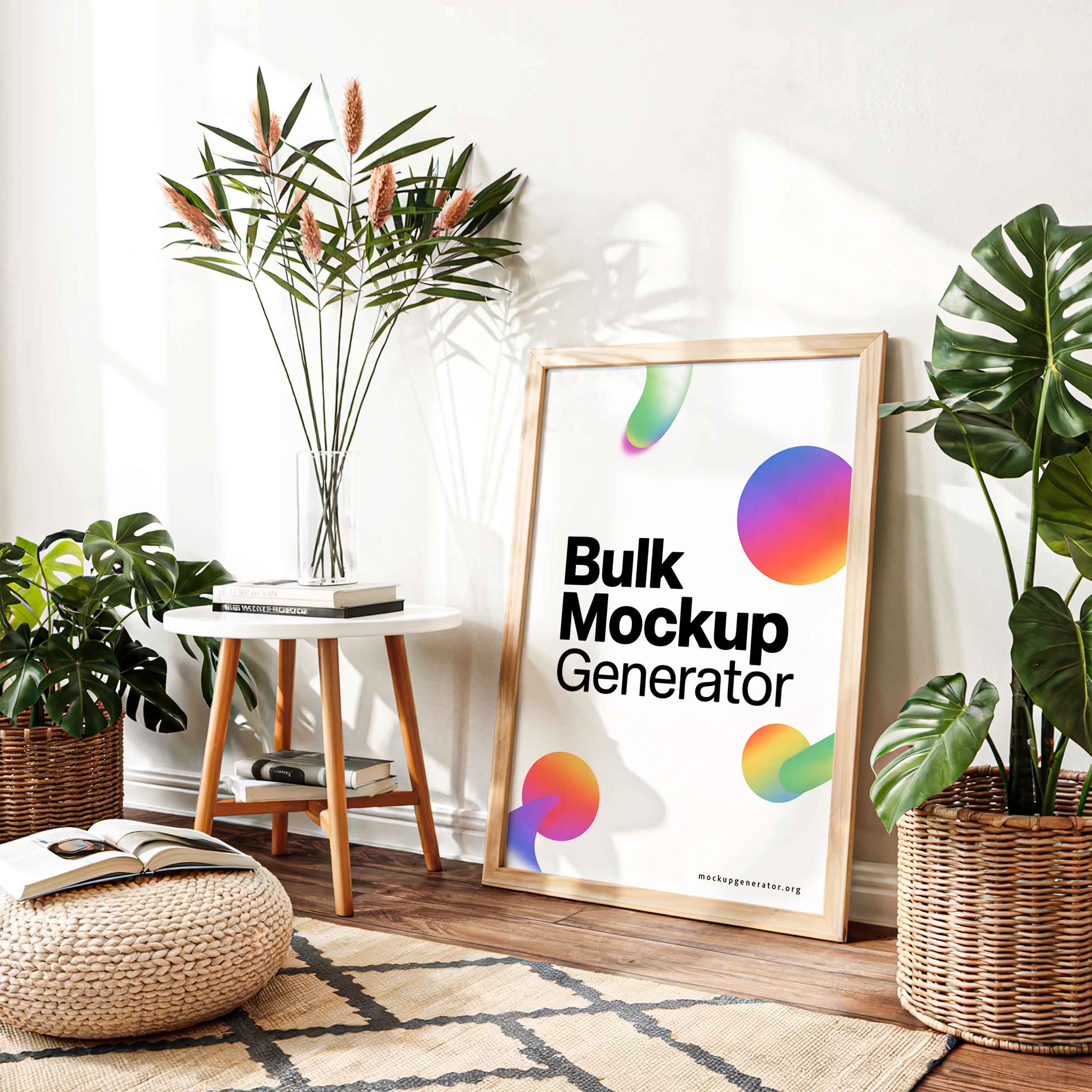 Poster frame in living room  poster mockup preview