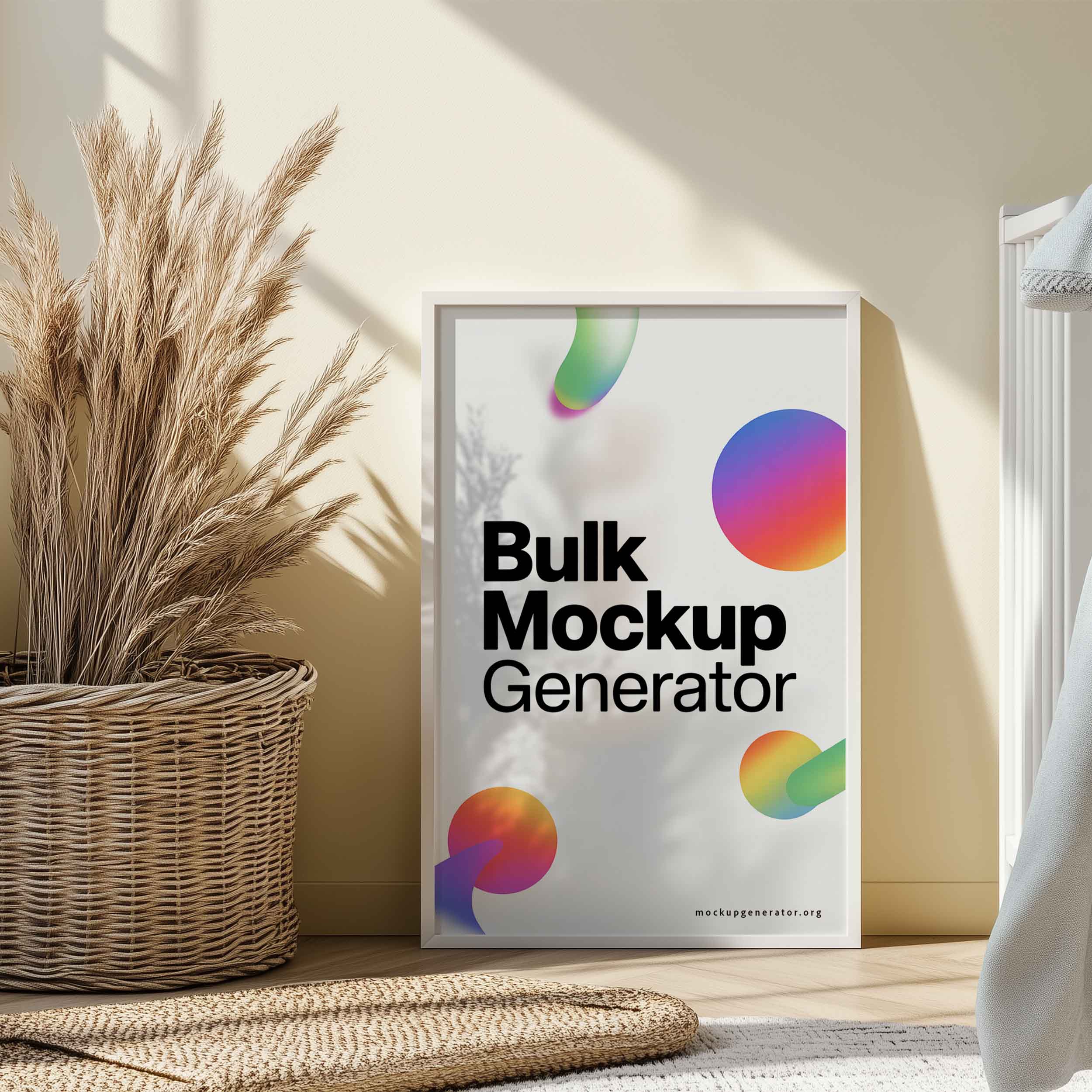 Classic poster in bedroom poster mockup preview