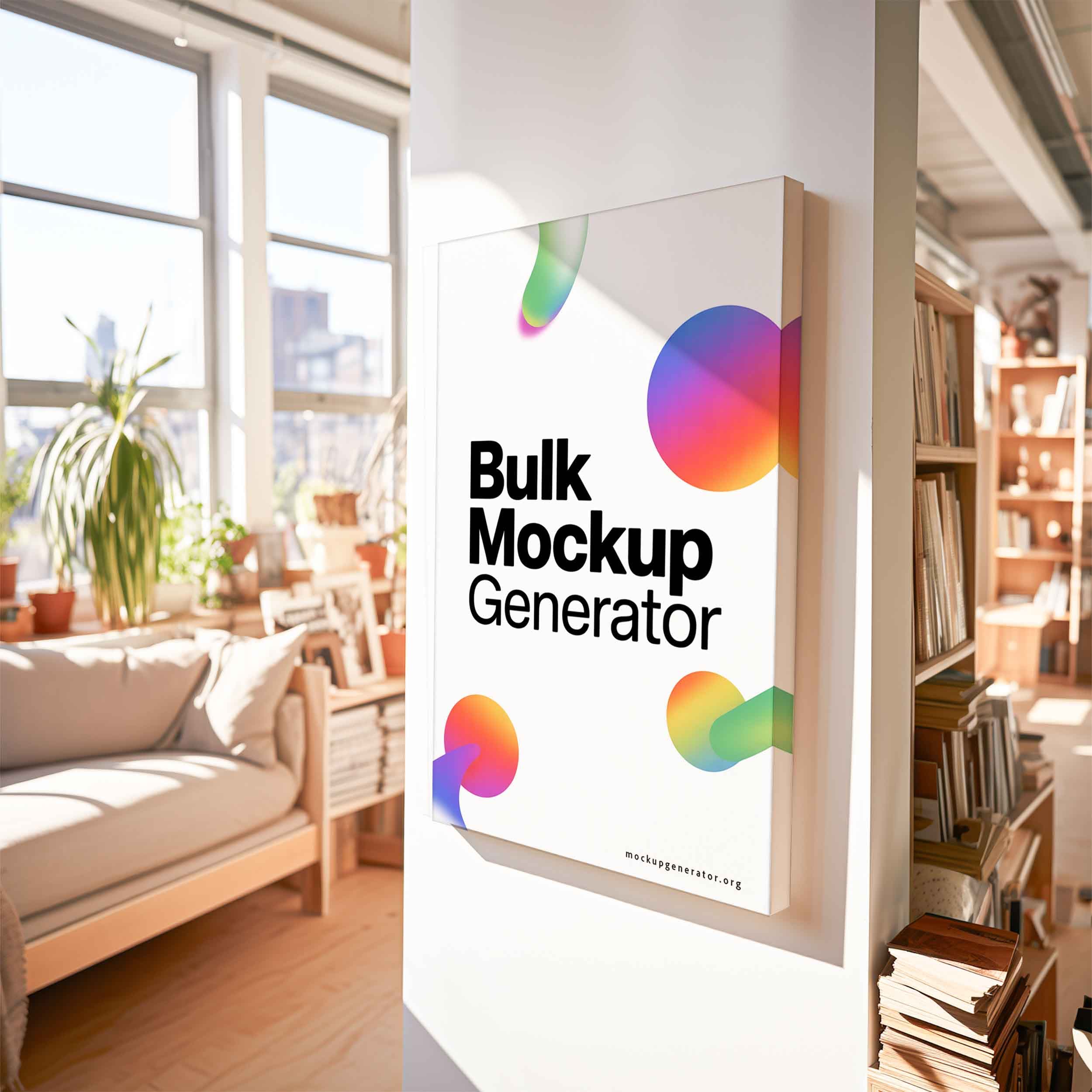 Canvas wall art in living room canvas mockup preview