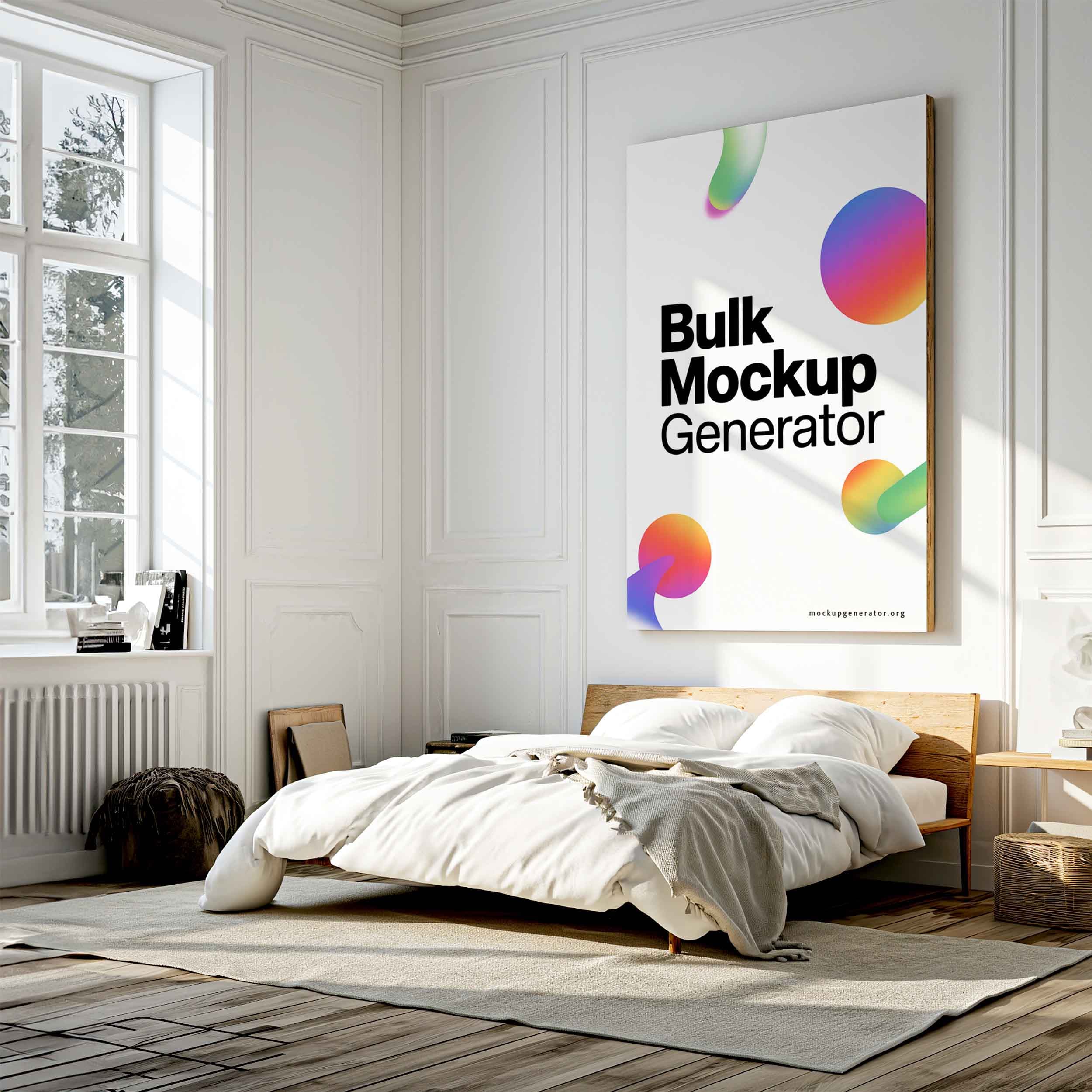 Large canvas in bedroom canvas mockup preview