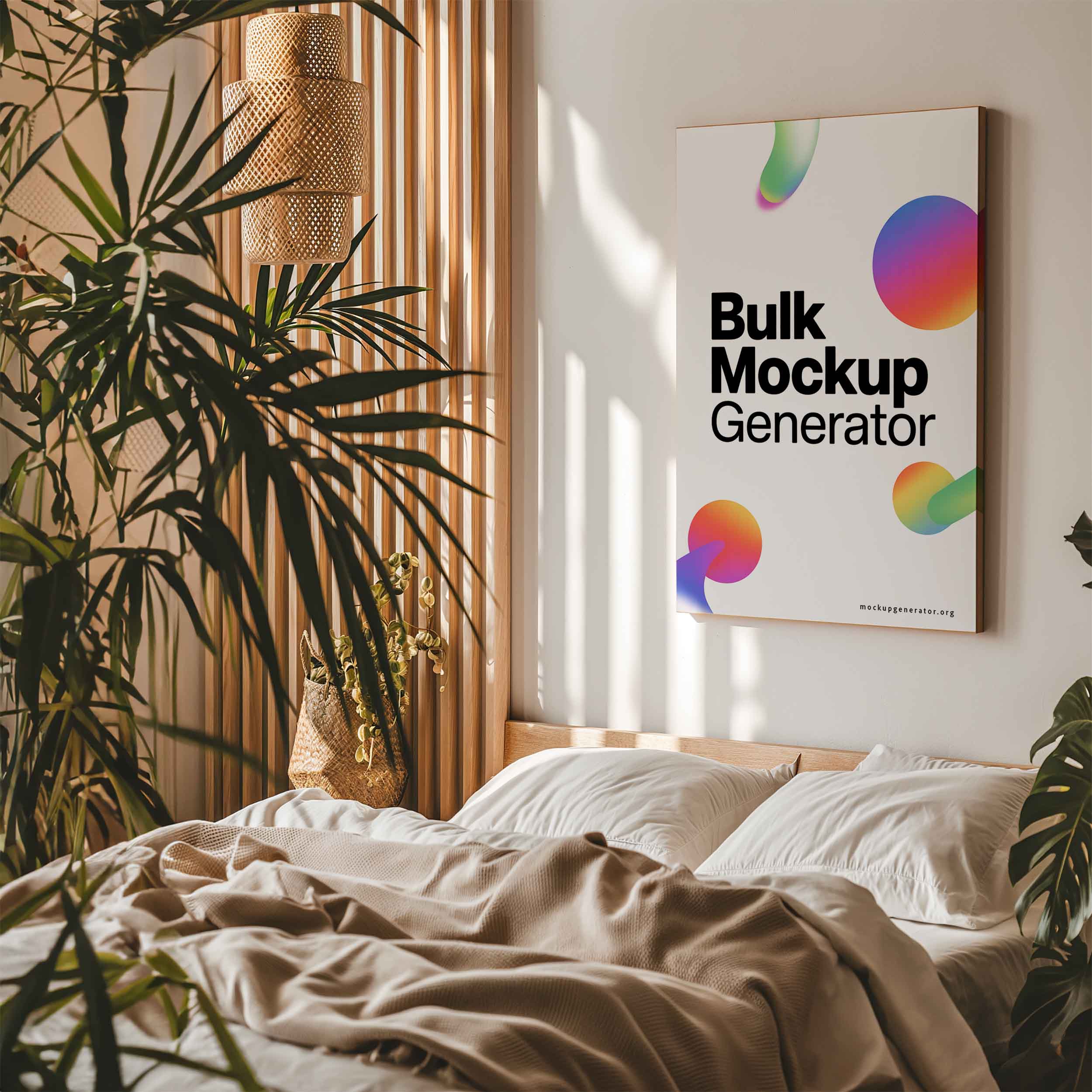 Canvas in modern bedroom canvas mockup preview