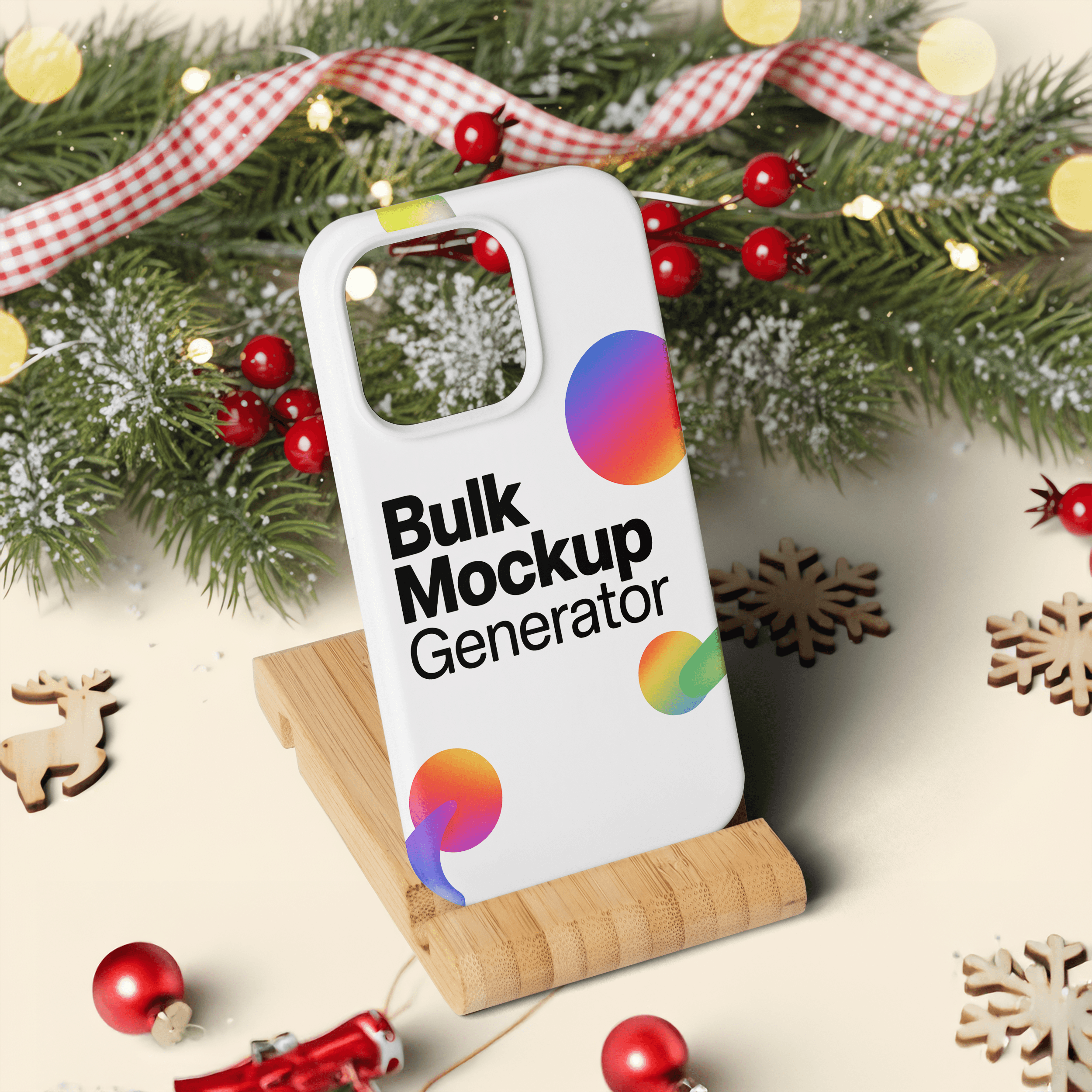Apple iPhone phone case with Christmas decorations phone case mockup preview