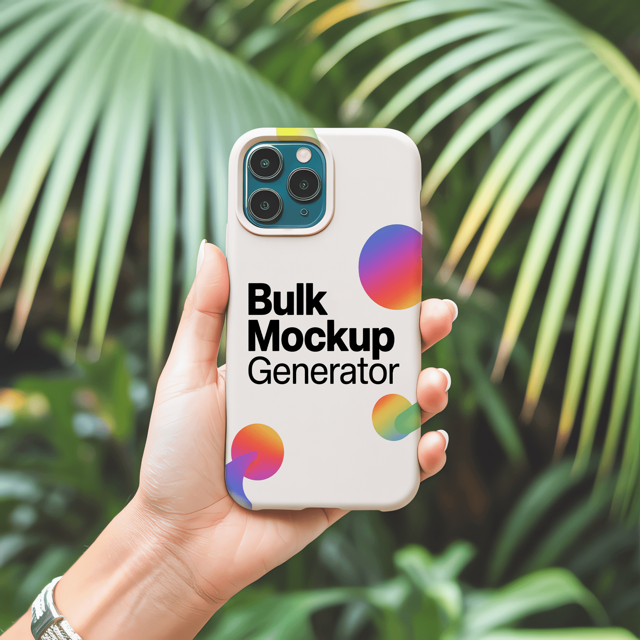 Simple Apple iPhone phone case with greens in background phone case mockup preview
