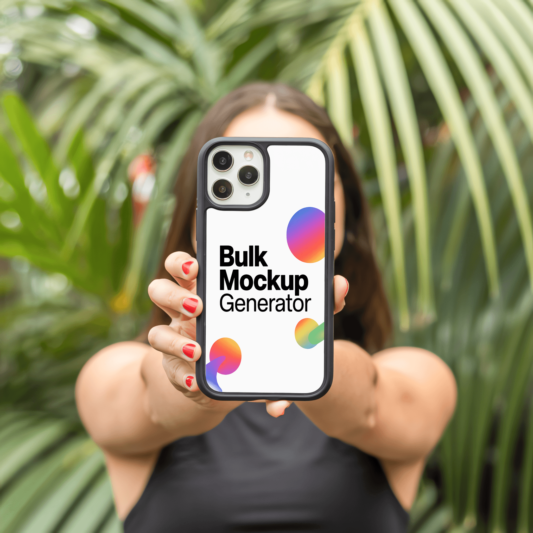 Woman holds Apple iPhone phone case phone case mockup preview