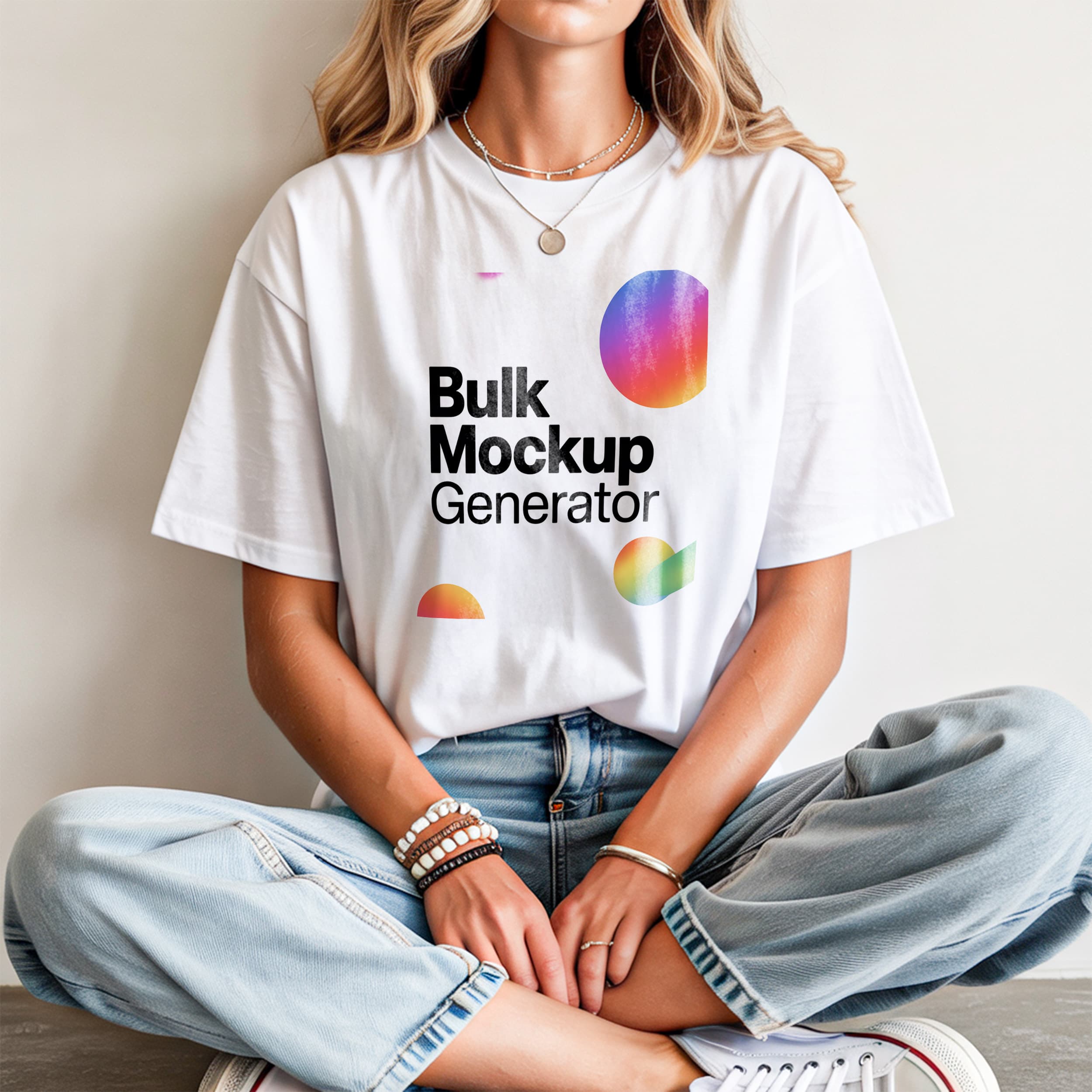 Relaxed Woman Wearing T-Shirt t-shirt mockup preview