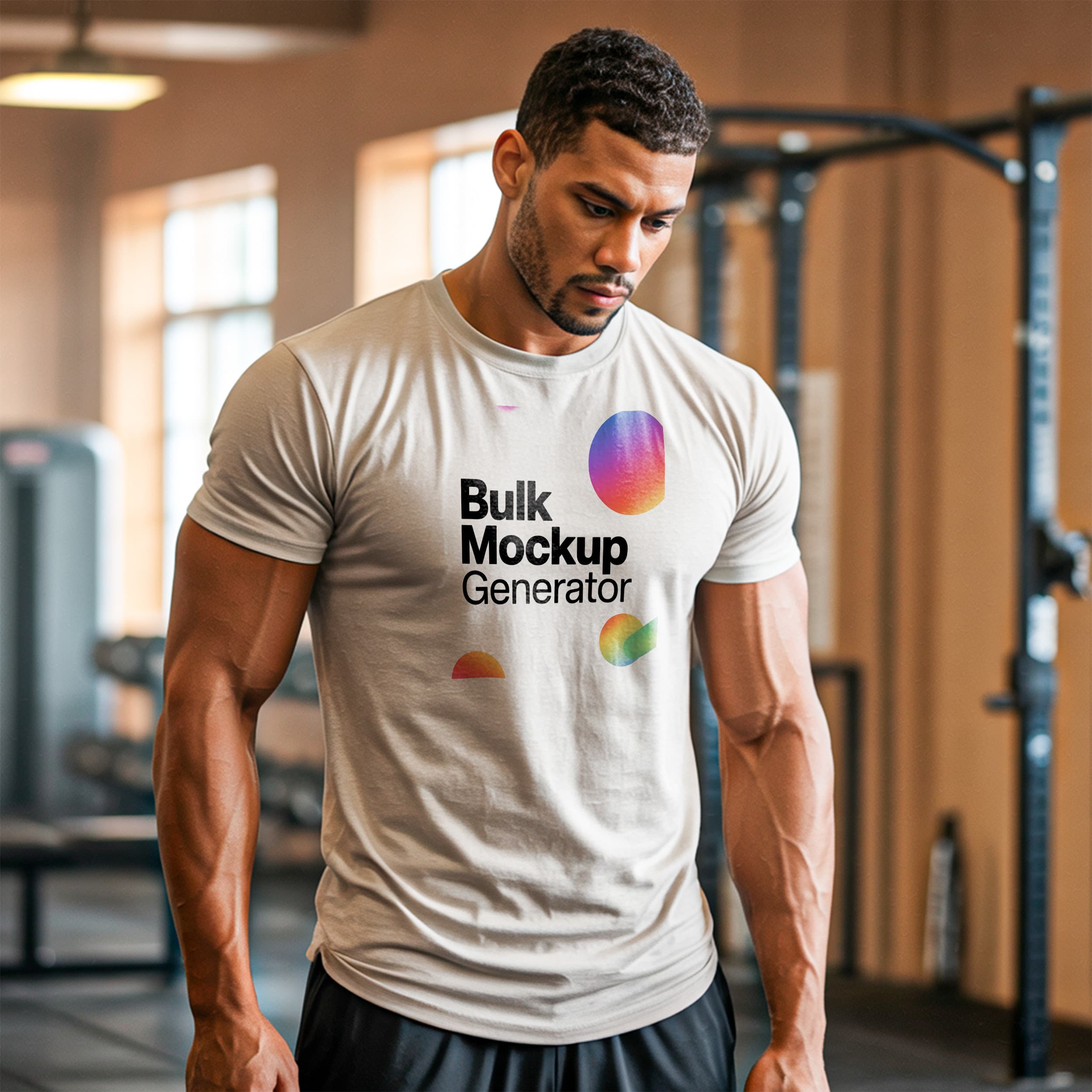 Gym Look T-Shirt on Fit Model t-shirt mockup preview
