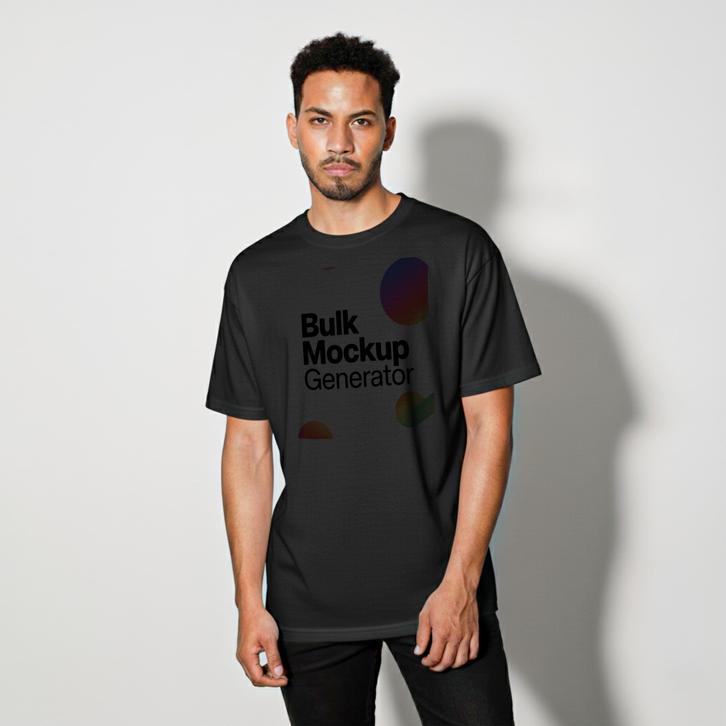  Man Wearing Black T-Shirt Indoors