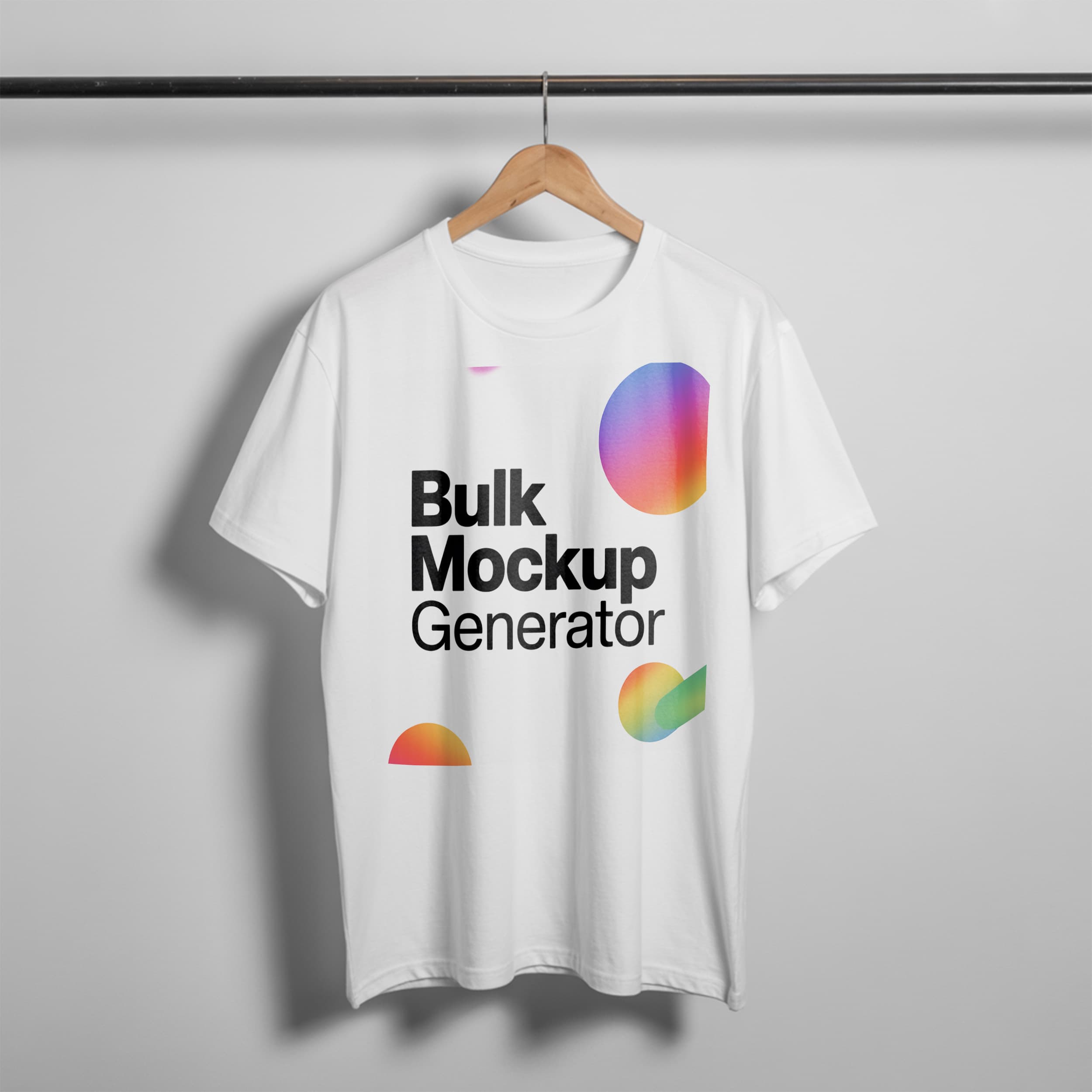 White T-Shirt Hanging on Rack t-shirt mockup preview