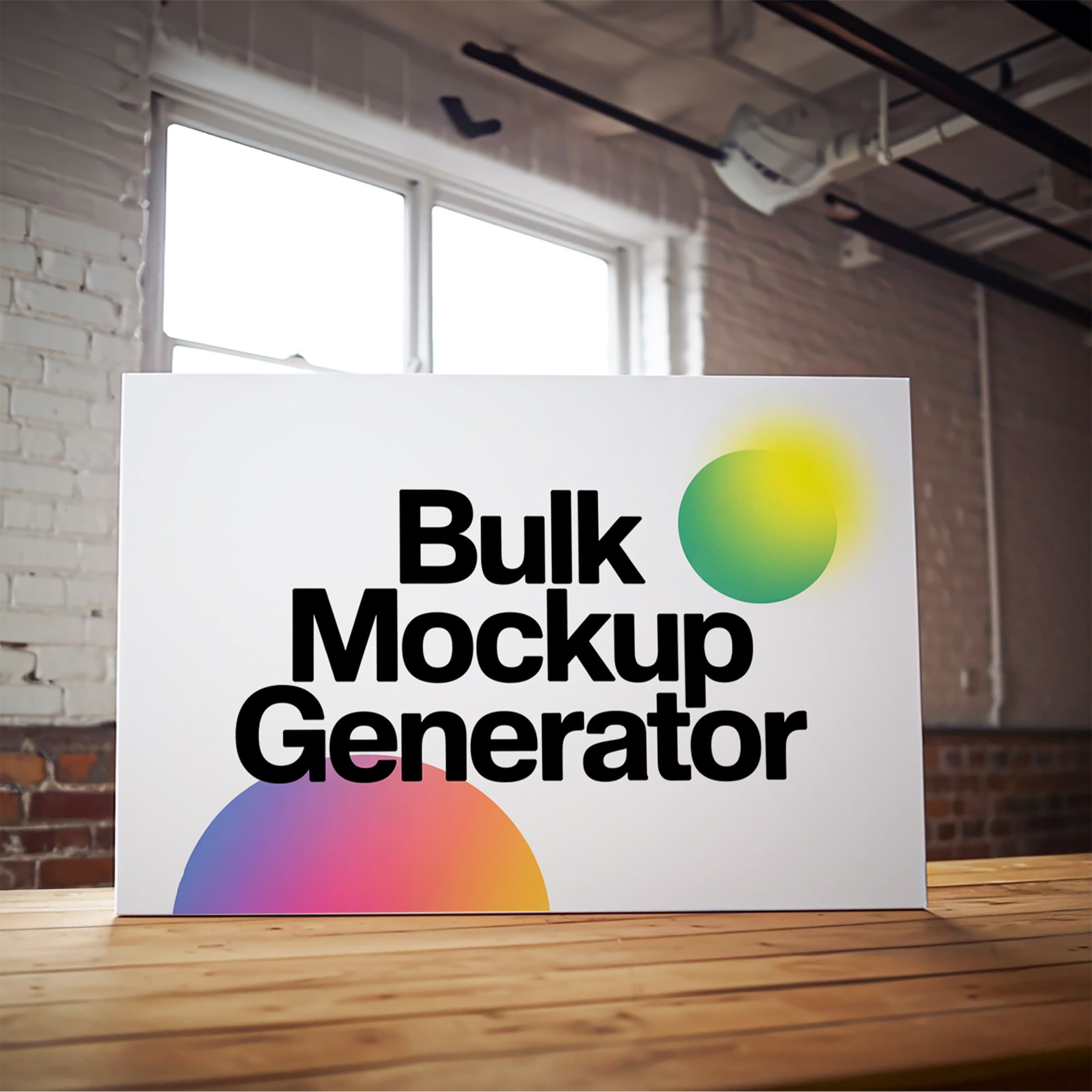 Canvas standing on wooden table in loft mockup canvas mockup preview showing a product-focused styled surface