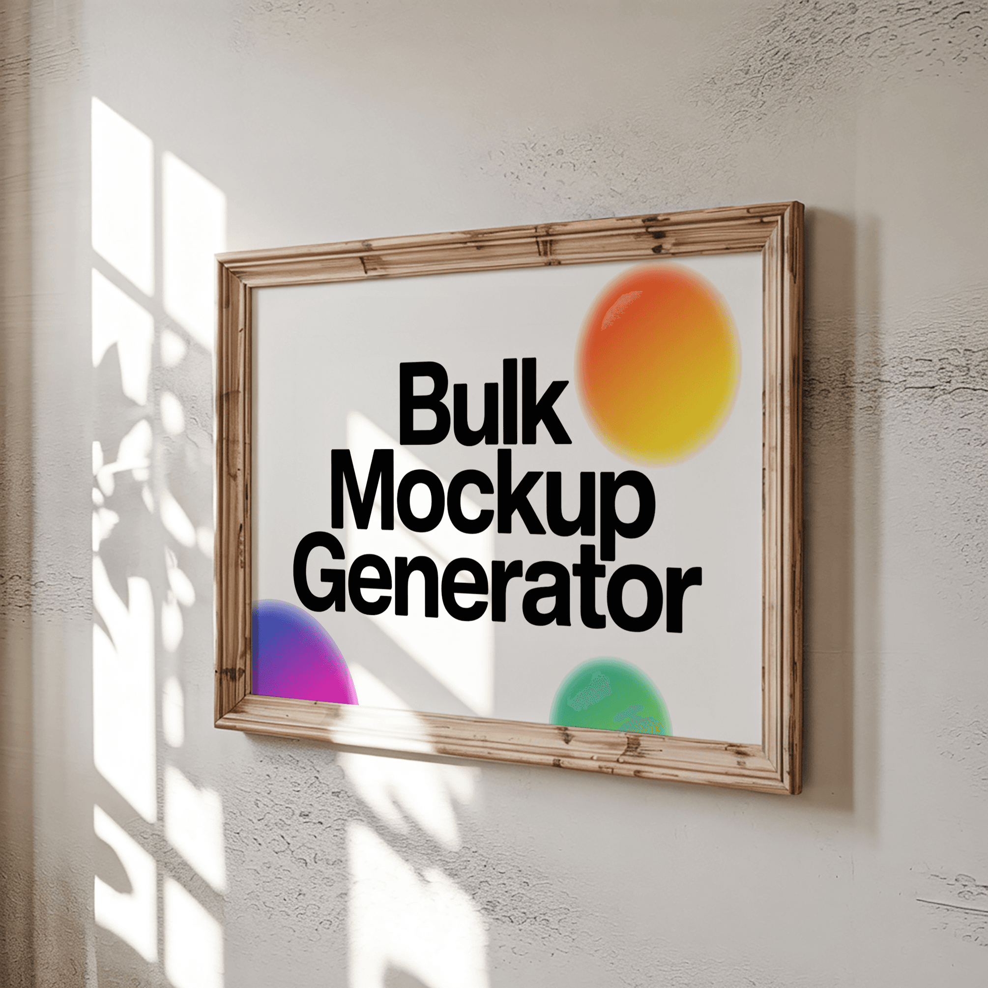 Poster frame hanging on wall with shadows poster mockup preview showing a styled living room