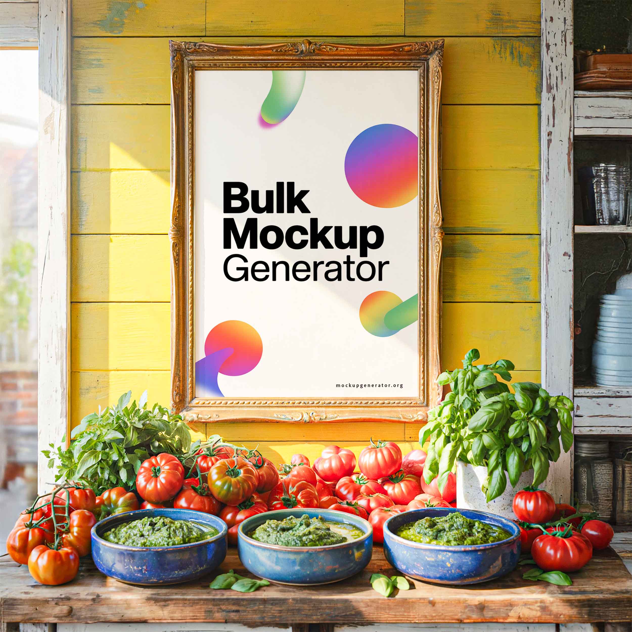 Yellow wall kitchen poster