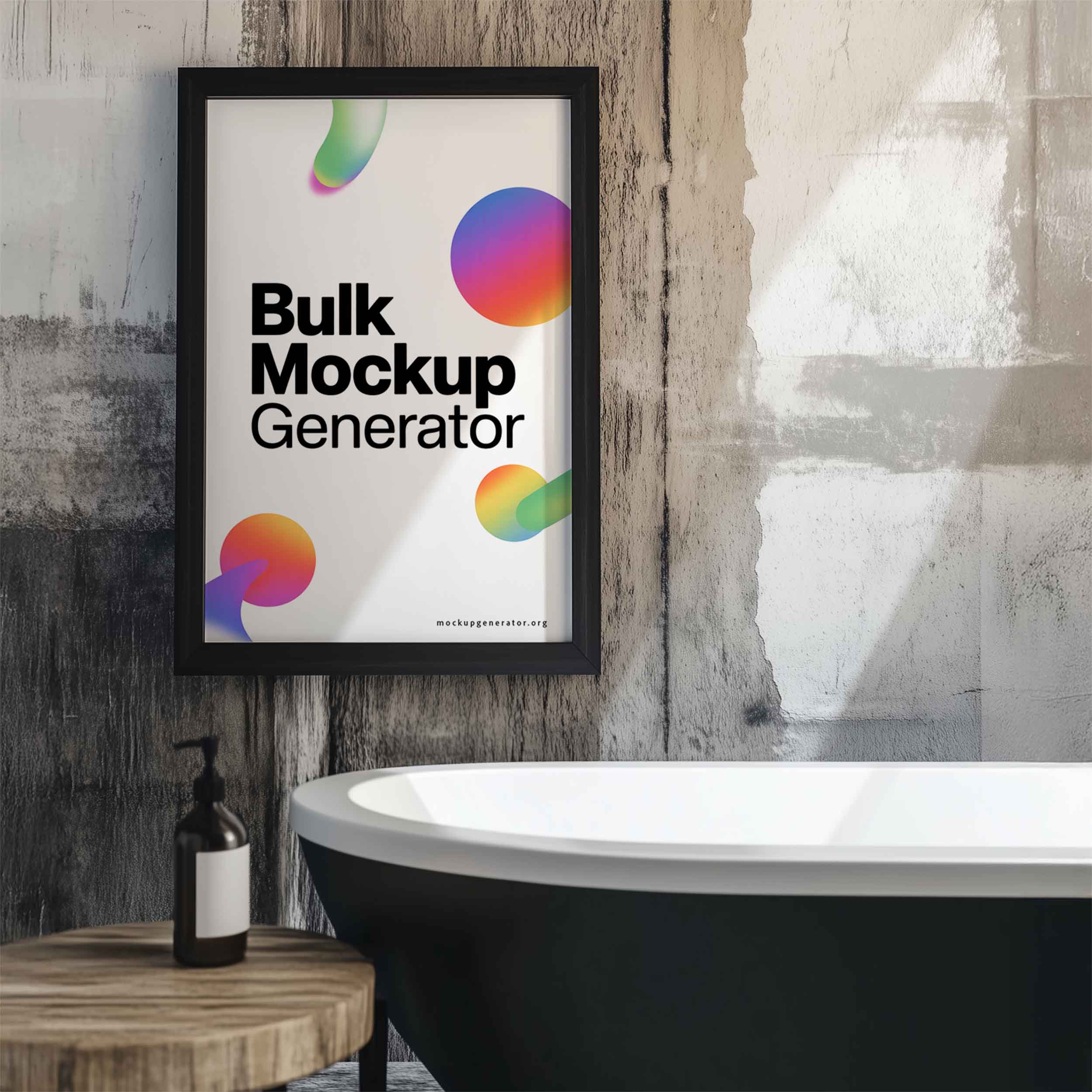 Poster frame in bathroom