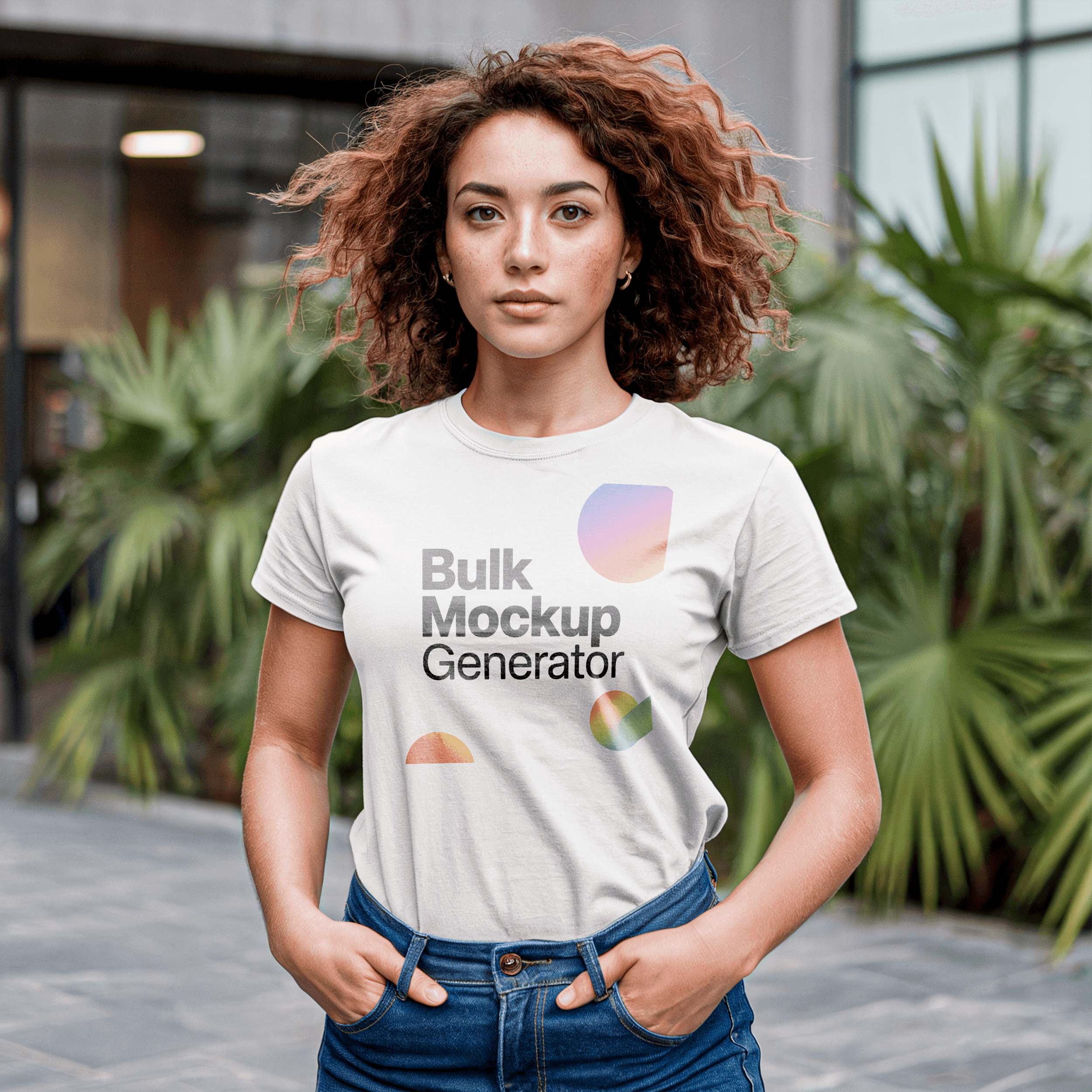 Women with blank white t-shirt