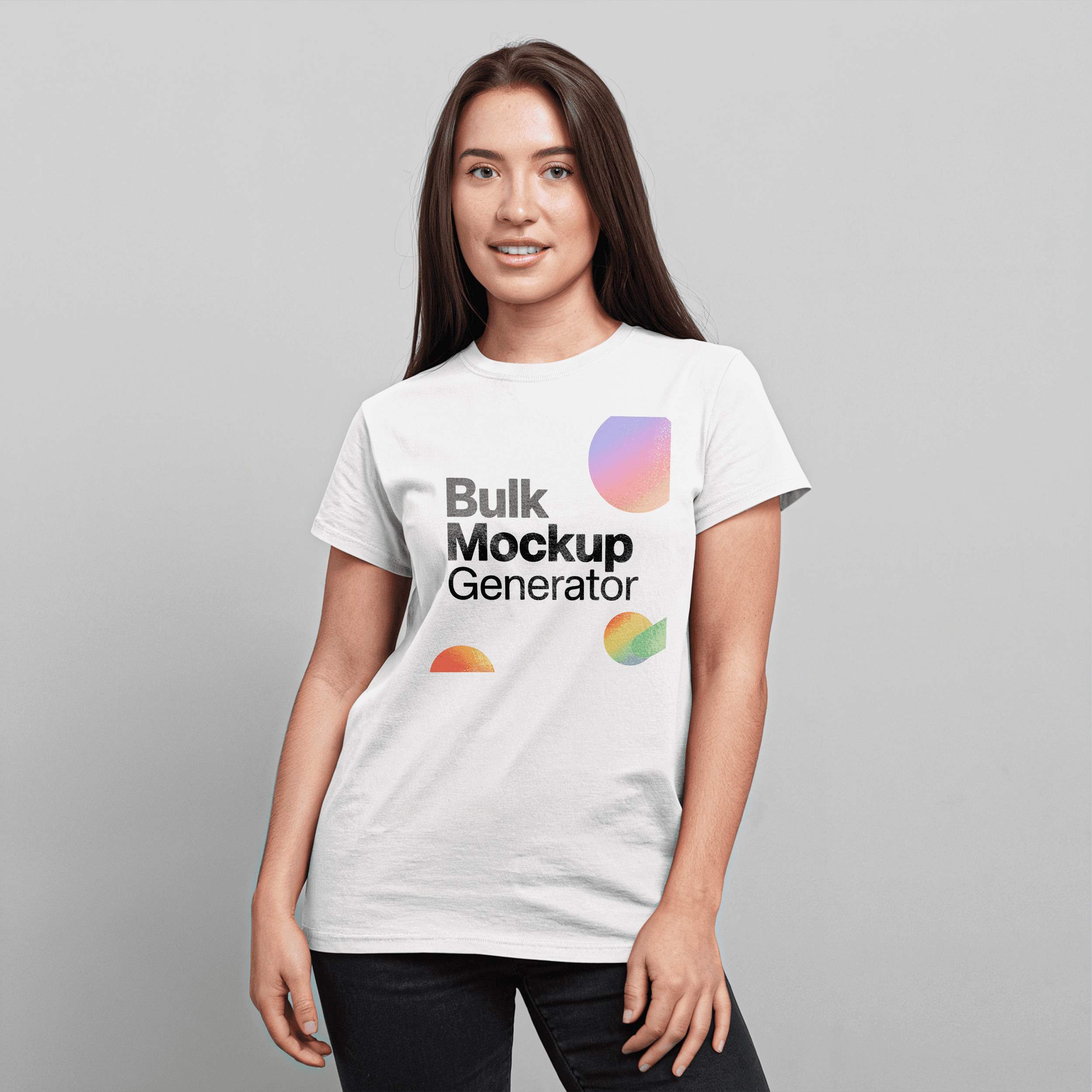 Classic women's t-shirt in studios photoshoot