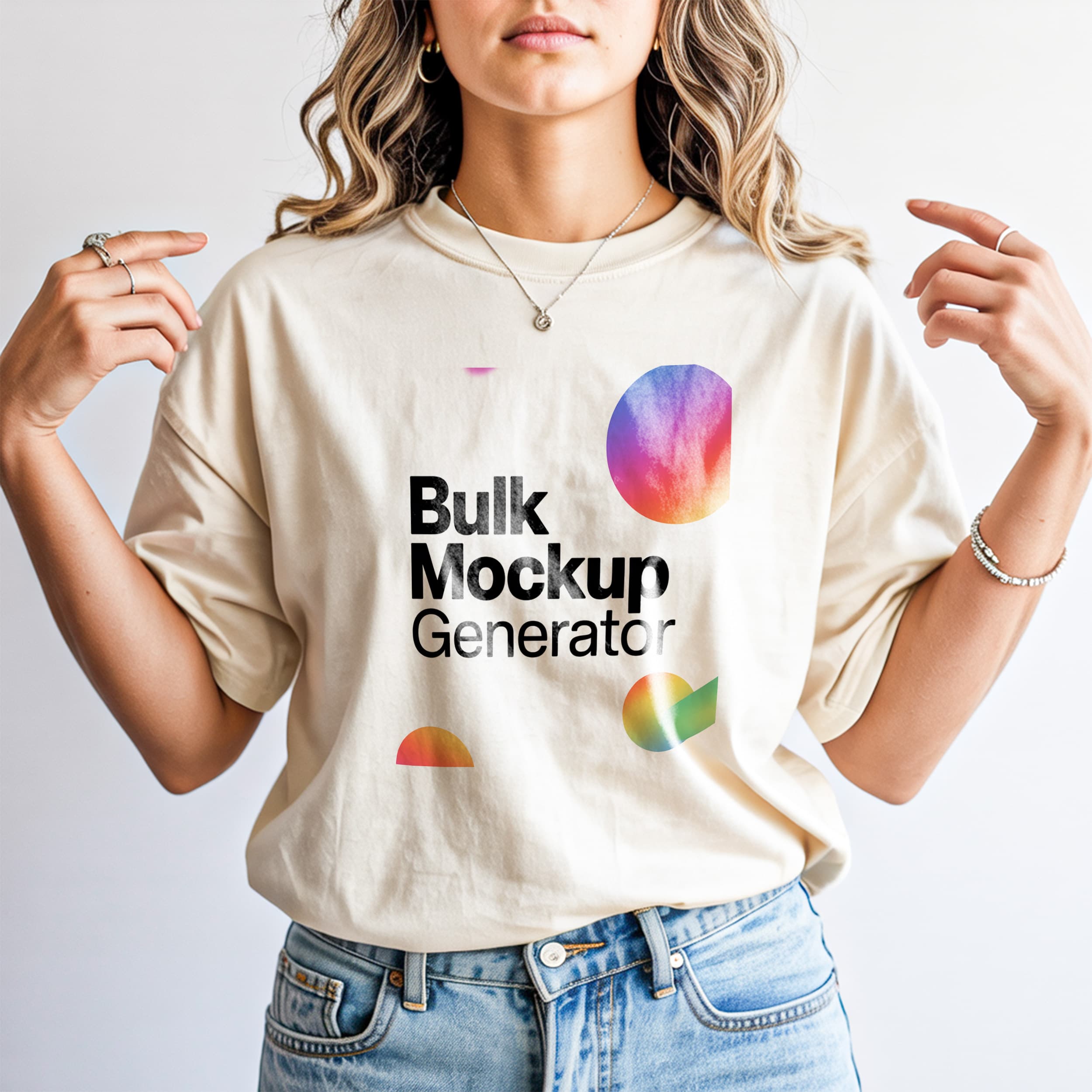 Beige Oversized T-Shirt on Woman