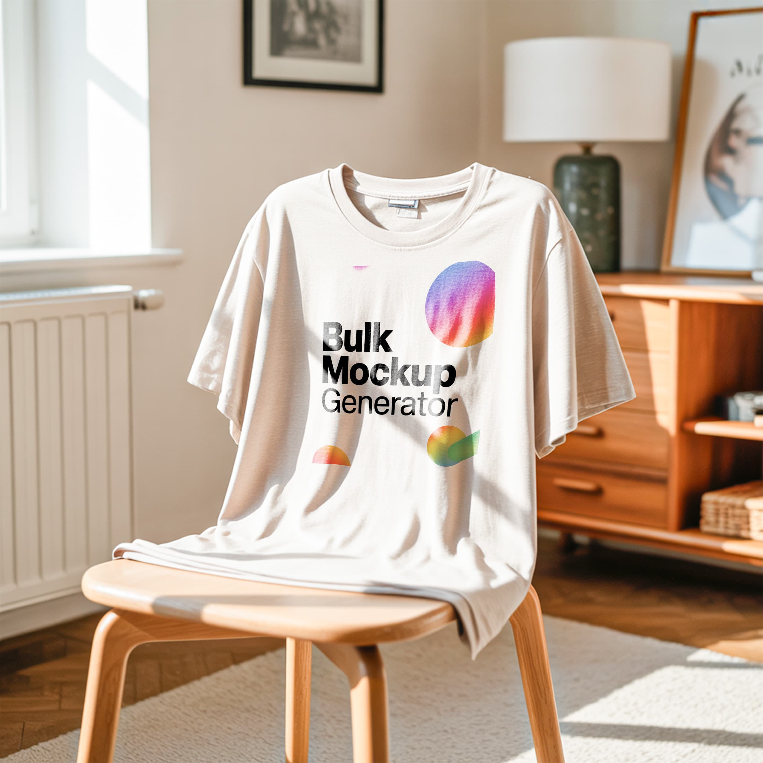 Beige T-Shirt on Chair in Sunlight