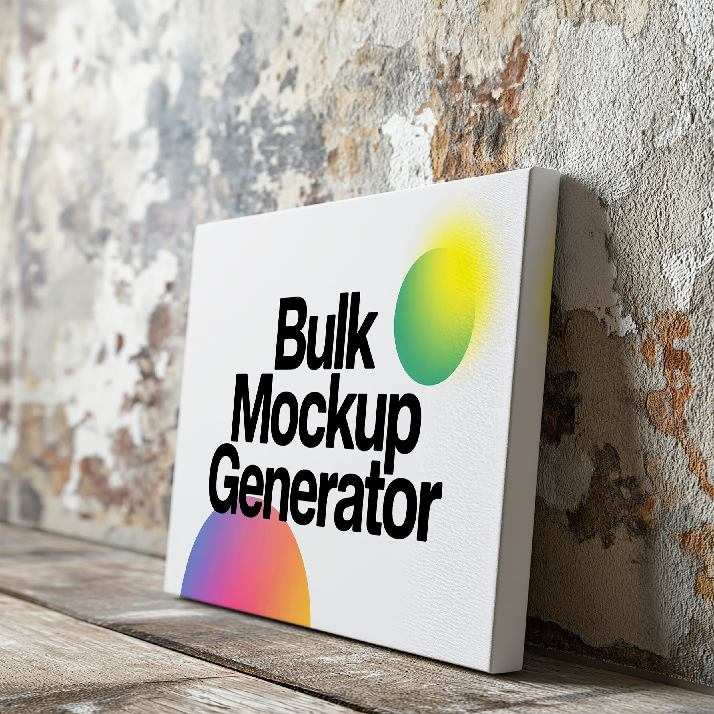 Canvas leaning on concrete art wall mockup