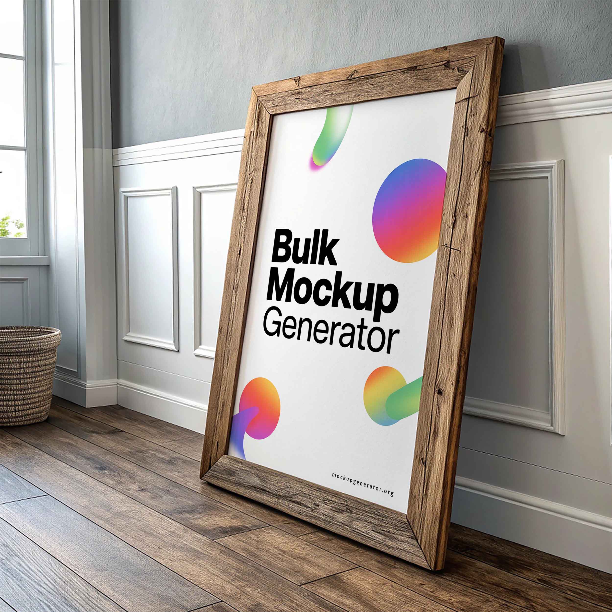 Large frame poster in hallway poster mockup preview showing a styled living room