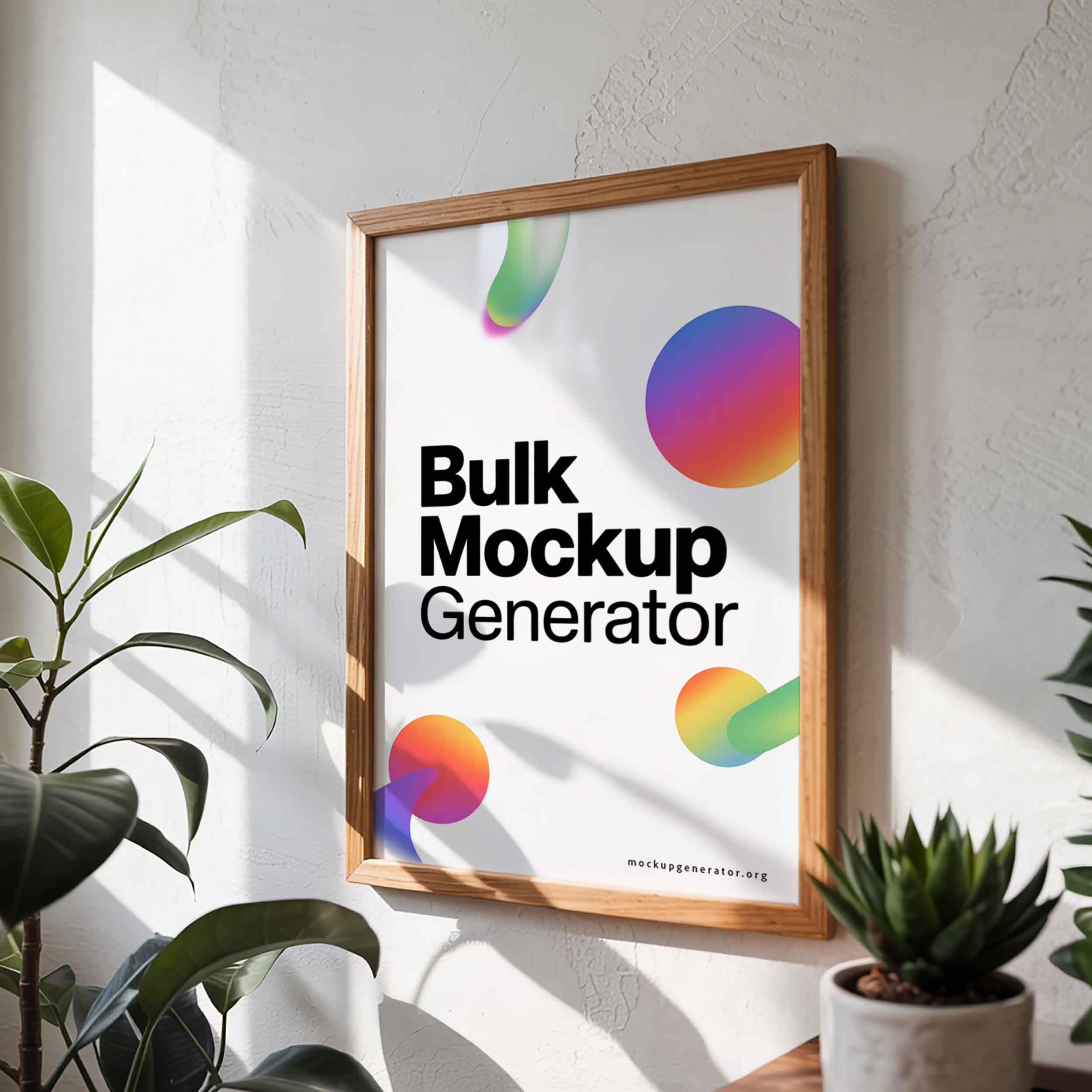 Hanging poster with greens poster mockup preview showing a natural, greenery-led setting