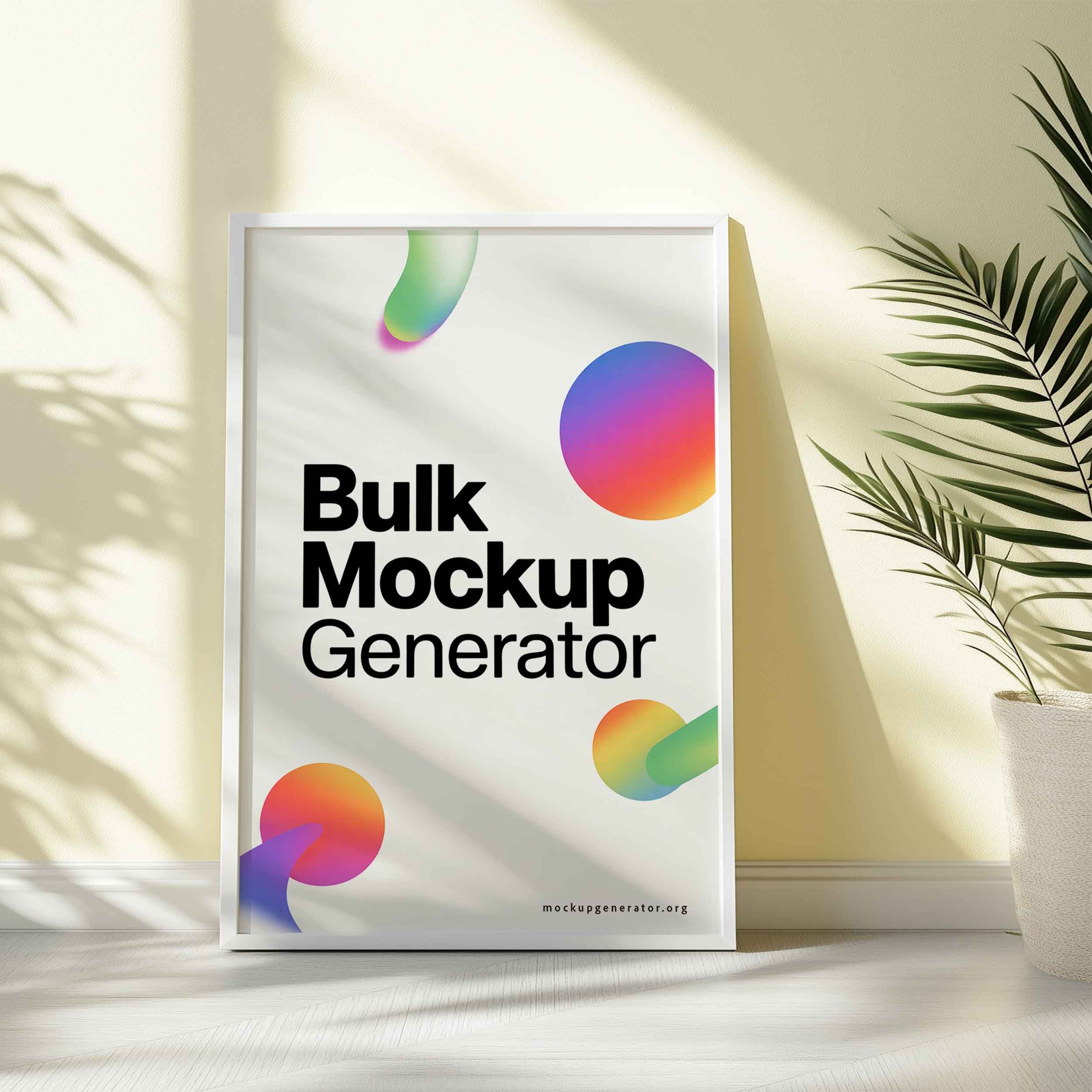 Poster frame with shadows poster mockup preview showing a styled living room